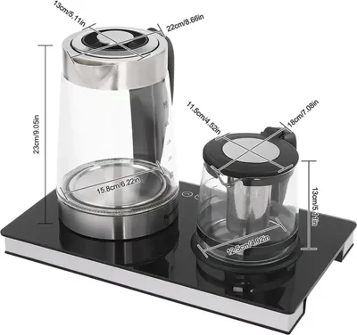 Immagine prodotto di Bollitore per tè - Bollitore elettrico - 1800 W - 3,0 l - Selezione della temperatura - Vetro - Display LCD - Touch e tasti - Nero