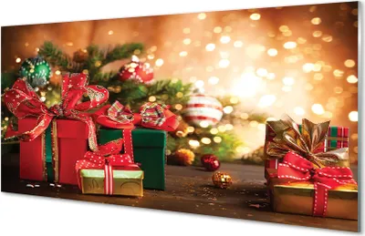 Produktbild von Glasbilder 120x60 Wandkunst Geschenke Weihnachtsschmuck Lichter