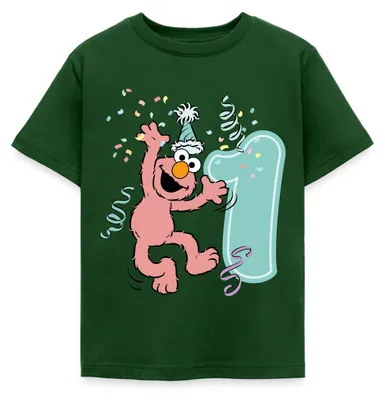 Produktbild von Spreadshirt Sesamstraße Geburtstagdesign Mit Elmo Ein Jahr Kinder T-Shirt, 122/128 (7-8 Jahre), Forstgrün