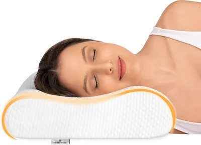 Produktbild von Kopfkissen - weich & stützend - Ergonomisches Kopfkissen aus Memory Foam für einen erholsameren und angenehmeren Schlaf - 9cm/12cm Höhe