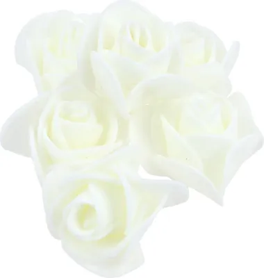 Produktbild von Dekolo Schaumrosen Rosenköpfe 50 Stück Rosen für Blumensträuße Kränze Steckschaum Ecru
