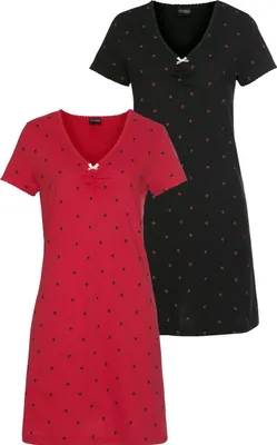 Produktbild von Vivance Dreams Nachthemd schwarz-rot Größe 48/50