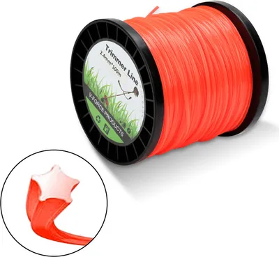 Produktbild von Jiubiaz Trimmerfaden Faden Durchmesser 100M Mähfaden für Motorsense Rasentrimmer Nylon Rolle Trimmer Orange Stern 2mm