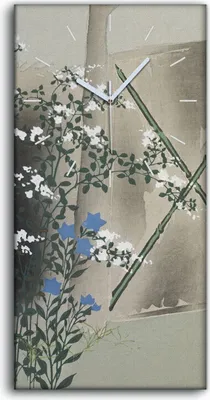 Produktbild von Wanduhr Uhr Wandbild Leinwand 30x60 Gemälde Asiatischer Mann Blumen Baum Kunst - weiße Hände