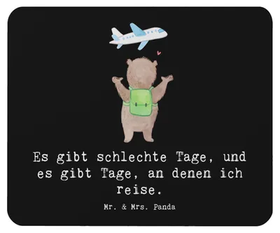 Produktbild von Mr. & Mrs. Panda Mousepad Bär Reisen - Schwarz - Geschenk, Auslandsjahr, Reisebüro, Sport, Urlaub, laptop, Urlaube, Mauspad, mousematte, Mouse Pad, pc, Reiseveranstalter