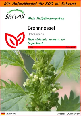 Produktbild von SAFLAX - Garden in the Bag - Heilpflanzen - Brennessel - 150 Samen - Mit Anzuchtsubstrat im praktischen, selbst aufstellenden Beutel - Urtica urens