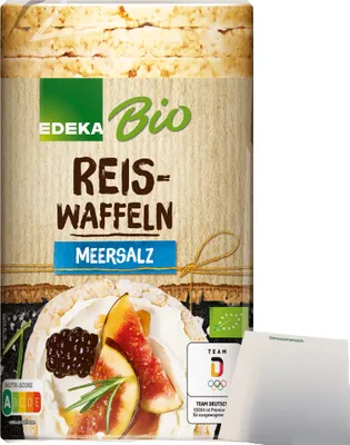Produktbild von Edeka  Reiswaffeln mit Meersalz und Sesam verfeinert (100g Packung) + usy Block