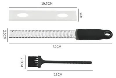 Produktbild von INF Reibe aus Edelstahl mit Behälter und Reinigungsbürste - Schwarz