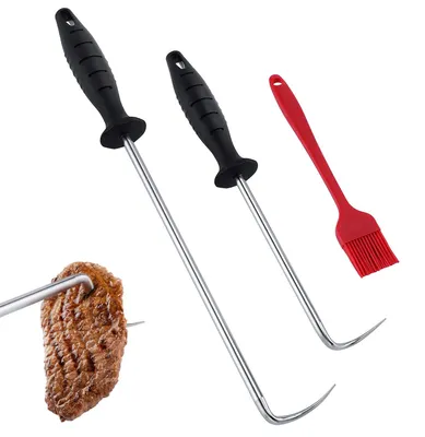 Grillfleischhaken aus Edelstahl, 2er-Set (16" & 12")
