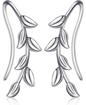 Produktbild von Ohrringe 925 Sterling Silber Teardrop Hängend 20 mm Zirkonia Blatt-Design