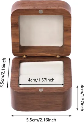 Produktbild von Ringbox Set - Schmuckschatulle 5er Pack - Nussbaumholz - Magnetverschluss - Samt ausgekleidet - Ca. 5,5×5,5 cm - Vintage Walnussbraun