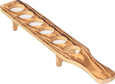 Produktbild von Weinglasregal, 6 kleine Weingläser, Weinhalter aus Holz, Shot-Serviertablett für Whisky, Wodka, Tequila, guter Helfer für Partys, Zuhause, Bar, Restaurant, Hochzeit