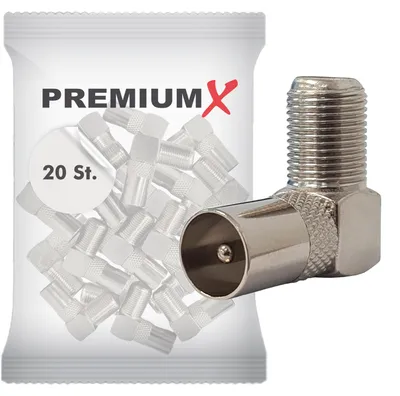Produktbild von PremiumX 20x Sat Winkeladapter Winkelstecker TV F Buchse 90°gewinkelt für Koaxialkabel Antennenkabel