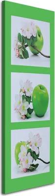 Produktbild von Leinwandbild grüner apfel und blumen 40x120 cm Feeby grün wandbild bereit zum aufhängen