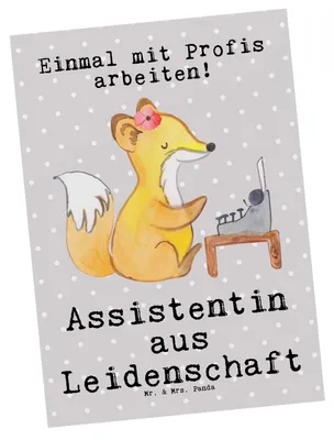 Produktbild von Mr. & Mrs. Panda Grußkarte Assistentin Leidenschaft - Grau Pastell - Geschenk, Ansichtskarten, Fotokarte, Postkarten, Postkarte, Ansichtskarte