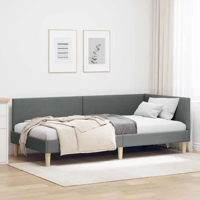Obrázek produktu pro Maison Exclusive – Rohový rám postele, tmavě šedý, 90 cm x 200 cm, látka a překližka