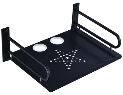 Schwebendes Wandregal für Multimedia-Geräte, Einzelboden, Aluminium, Schwarz