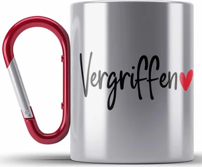 Produktbild von Trendation - Edelstahl Tasse Karabiner Vergirffen Geschenk Valentinstag Geschenkidee für Freund oder Freundin (Rot)