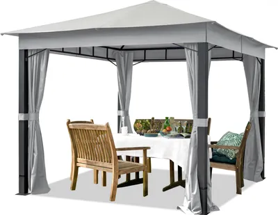 Obrázek produktu pro Zahradní altán 3x3 m pavilon cca 220 g/m² střešní plachta vč. 4 závěsů - Šedá