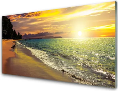 Produktbild von Acrylglasbilder 100x50 Wandbild Druck Sonne Strand Meer Baum Landschaft