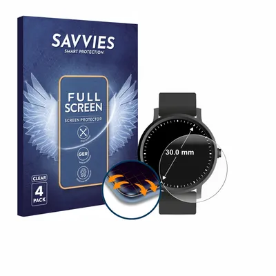 Produktbild von 4x Savvies Fullscreen Schutzfolie für Kreisrunde Displays (ø: 30 mm) Displayschutz Folie Fullcover Klar Transparent