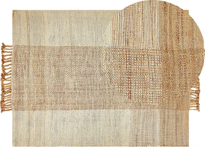 Obrázok produktu pre BELIANI Koberec béžový jutový 140 x 200 cm obdĺžnikový ručne tkaný so strapcami boho dizajn spálňa obývacia izba