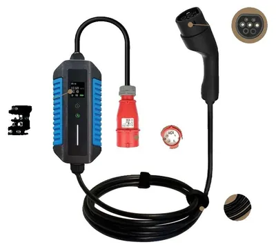 Obrázek produktu pro Přenosná nabíječka pro elektromobily, výkon 11 kW, multifunkční design, T2 11 kW 5 m, typ 2