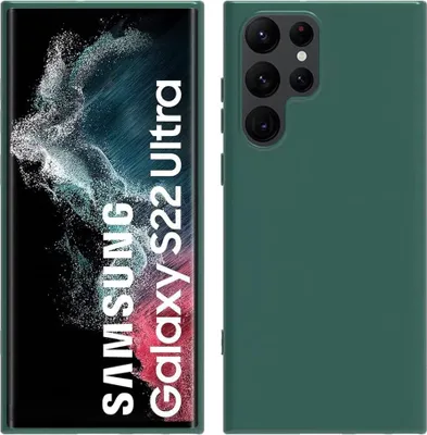 Image de Etui pour Samsung Galaxy S22 Ultra 5G, étui de protection en silicone souple en caoutchouc liquide Vert nuit