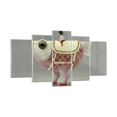 Produktbild von Bilder auf glas - 5 Teile - Surreal Fisch Kind - 160x85cm - Glasbilder - Wandbilder - Bilder - zum Aufhängen bereit - Wanddekoration aus Glas - Glas Bilder - Wandbild auf Glas - GEA160x85-4897
