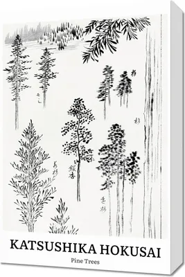 Obrázok produktu pre 40 x 60 cm, motív borovíc, Hokusai Vintage do obývacej izby