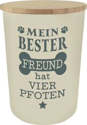 Produktbild von Personalisierte Futterdose, Vorratsdose zur Aufbewahrung m.Holzdeckel u. Silikondichtung f.Katzen u. Hunde Accessoires - Leckerlidose Mein bester