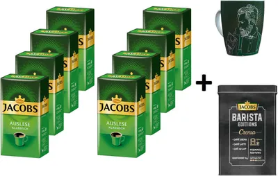 Produktbild von JACOBS Filterkaffee Auslese Klassisch 8x500g Kaffee gemahlen + 1 Becher + 1 Dose