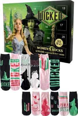 Produktbild von Wicked Adventskalender mit 12 Paar Socken Größe 35-41 für Damen Weihnachtskalender mit Sneakers und langen Socken