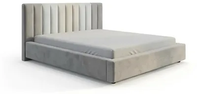 Zdjęcie produktu dla Łóżko KAWOLA CATTURA, tapicerowane, aksamitne, szare, 200 x 200 cm, z listwami