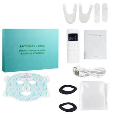 Produktbild von 7 Farben + Infrarot-LED-Gesichtsmaske Rotlichttherapie Anti-Aging Falten Akne Poren Ölkontrolle Hautstraffung Aufhellung