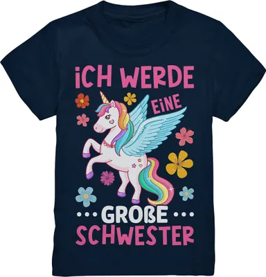 Produktbild von Große Schwester T-Shirt Einhorn Große Schwester Geschenk – Navy / 152/164 (12-14)