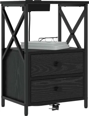 Zdjęcie produktu dla vidaXL Szafka nocna, czarna, imitacja dębu, 40 x 31 x 60 cm, materiał drewnopochodny