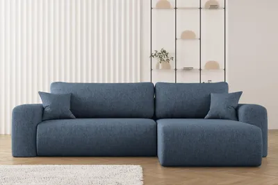 Produktbild von Ecksofa mit Schlaffunktion und Stauraum für Bettzeug, L-förmiges Sofa,Capri Stoff Verita Rechts Marineblau