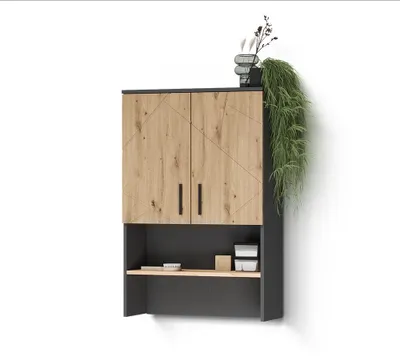 Image de Meuble bain Livinity Ronco Anthracite/Chêne Artisan 68x103.5cm avec 2 portes, Model 62538