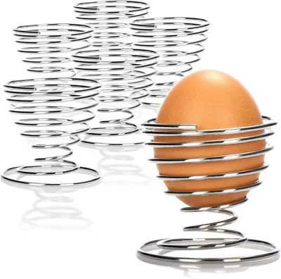 Produktbild von Eierbecher Set mit Spiraldesign aus verchromtem Metall, 6 Stück, Silber metallic