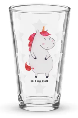 Produktbild von Mr. & Mrs. Panda Wasserglas Einhorn Wut - Transparent - Geschenk, Einhörner, Arbeit, Longdrinkglas, Tumbler, Bierglas, Glas, Unicorn, Cocktailglas, Büro, Premium