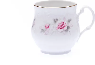 Produktbild von Thun 1794 Becher Jonah, tschechisches Porzellan, Bernadotte, 310 ml, rosa, gold gestreift, Thun
