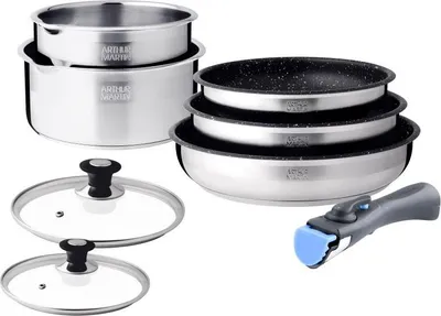 Image de Batterie de cuisine 8 pièces en acier inoxydable Arthur Martin AM0454