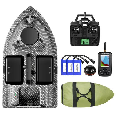 Produktbild von 500M Kabellos Ferngesteuerte GPS Futterboote Köderboot Angelköderboote 3 Köder Trichter mit LCD Sonar Fischfinder