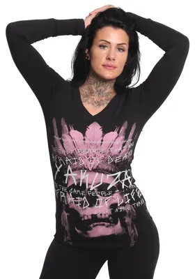 Image de Yakuza Femme Afraid Slim T-shirt manches longues, Noir, XXL