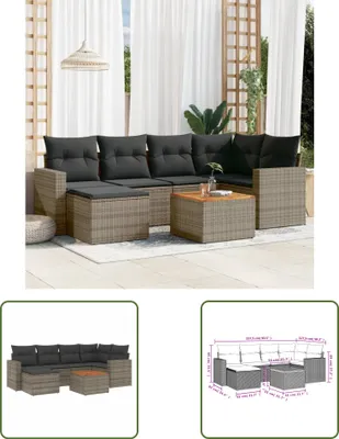 Produktbild von The Living Store 7-tlg. Garten-Sofagarnitur mit Kissen Grau Poly Rattan
