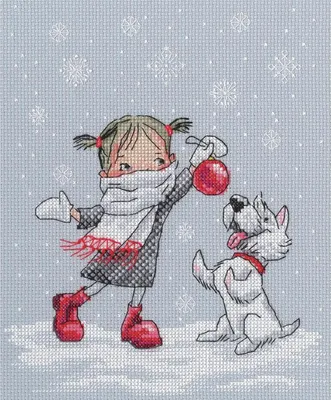 Immagine prodotto di Set per punto croce RTO "Danzando con i fiocchi di neve" M652, schema contato, 17x21 cm