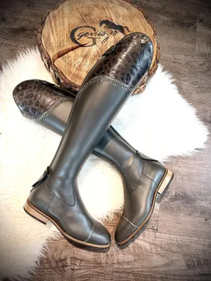 Produktbild von DeNiro Reitstiefel S3601 anthrazit + Top Leo + Verzierung Steine grau 39 MA/S