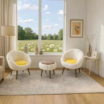 Obrázok produktu pre Hanah Home, elegantná sada krčíka a konferenčného stolíka (3 kusy) - 100% melamín, biela farba