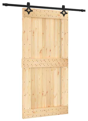 Obrázok produktu pre vidaXL Posuvné dvere v prírodnej a čiernej farbe, 100 x 210 cm, masívna borovica